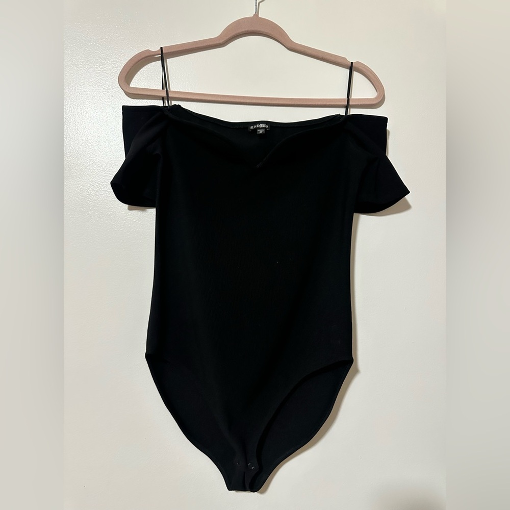 Black Off-Shoulder Kids One Piece